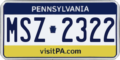 PA license plate MSZ2322
