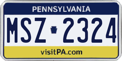 PA license plate MSZ2324