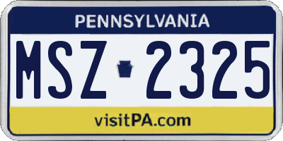 PA license plate MSZ2325