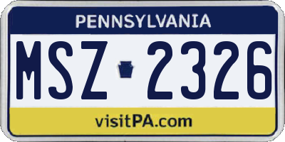 PA license plate MSZ2326