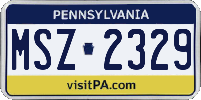 PA license plate MSZ2329