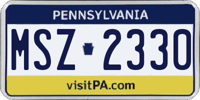 PA license plate MSZ2330