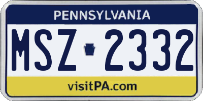 PA license plate MSZ2332