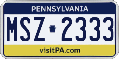 PA license plate MSZ2333