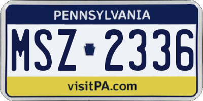PA license plate MSZ2336