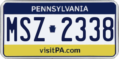 PA license plate MSZ2338