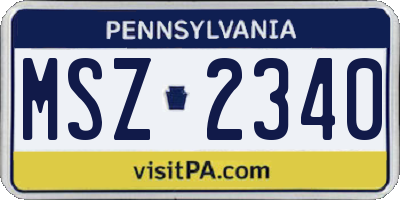 PA license plate MSZ2340