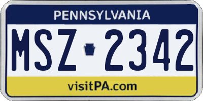PA license plate MSZ2342