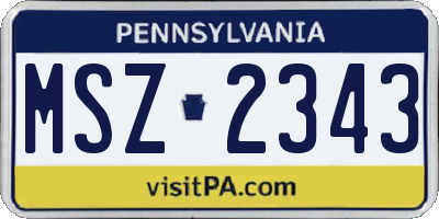 PA license plate MSZ2343