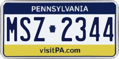 PA license plate MSZ2344