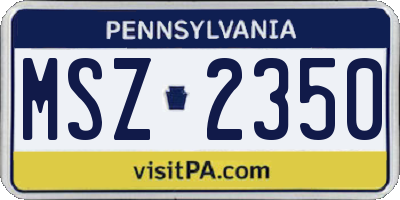PA license plate MSZ2350