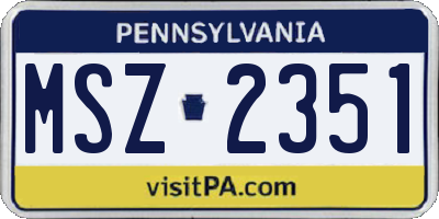 PA license plate MSZ2351
