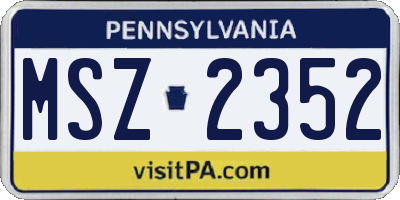 PA license plate MSZ2352