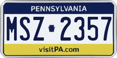 PA license plate MSZ2357
