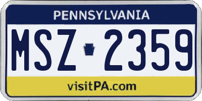 PA license plate MSZ2359