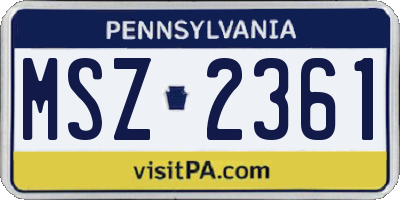 PA license plate MSZ2361