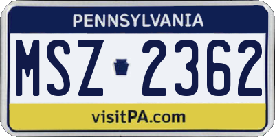 PA license plate MSZ2362