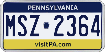 PA license plate MSZ2364