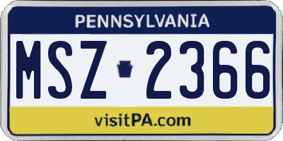 PA license plate MSZ2366