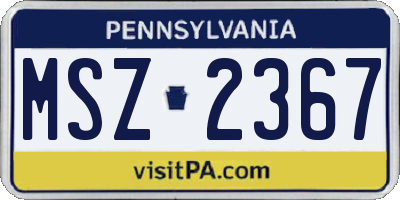 PA license plate MSZ2367