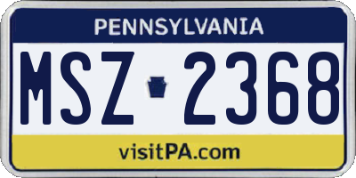 PA license plate MSZ2368