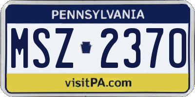 PA license plate MSZ2370