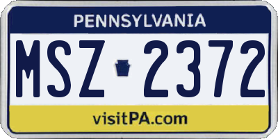 PA license plate MSZ2372