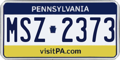 PA license plate MSZ2373