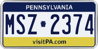 PA license plate MSZ2374