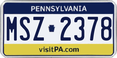 PA license plate MSZ2378