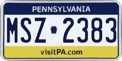PA license plate MSZ2383