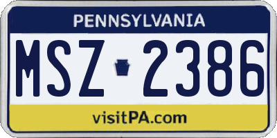 PA license plate MSZ2386
