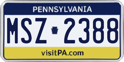 PA license plate MSZ2388