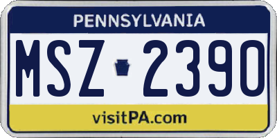 PA license plate MSZ2390