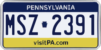 PA license plate MSZ2391