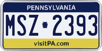 PA license plate MSZ2393