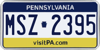 PA license plate MSZ2395