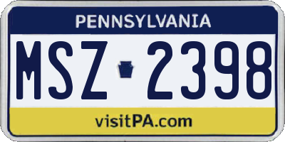 PA license plate MSZ2398