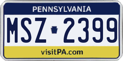 PA license plate MSZ2399