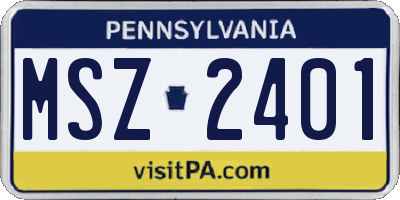 PA license plate MSZ2401