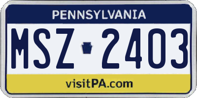 PA license plate MSZ2403
