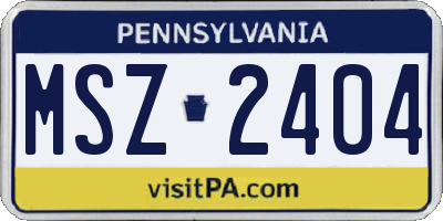 PA license plate MSZ2404