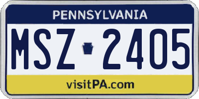 PA license plate MSZ2405