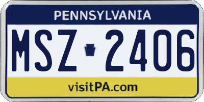 PA license plate MSZ2406