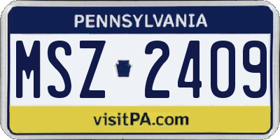 PA license plate MSZ2409