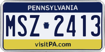 PA license plate MSZ2413