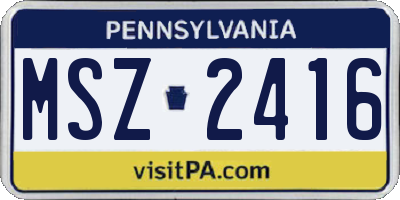 PA license plate MSZ2416