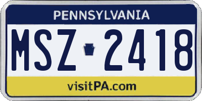 PA license plate MSZ2418