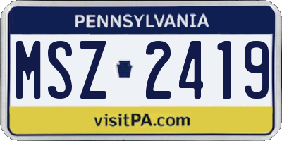 PA license plate MSZ2419