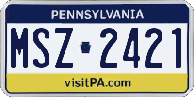 PA license plate MSZ2421